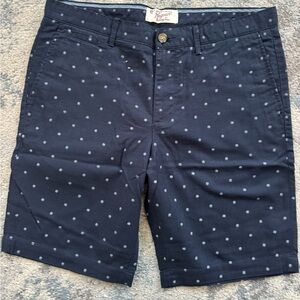 Original Penguin 34” Navy Shorts with Light Blue Dot Print